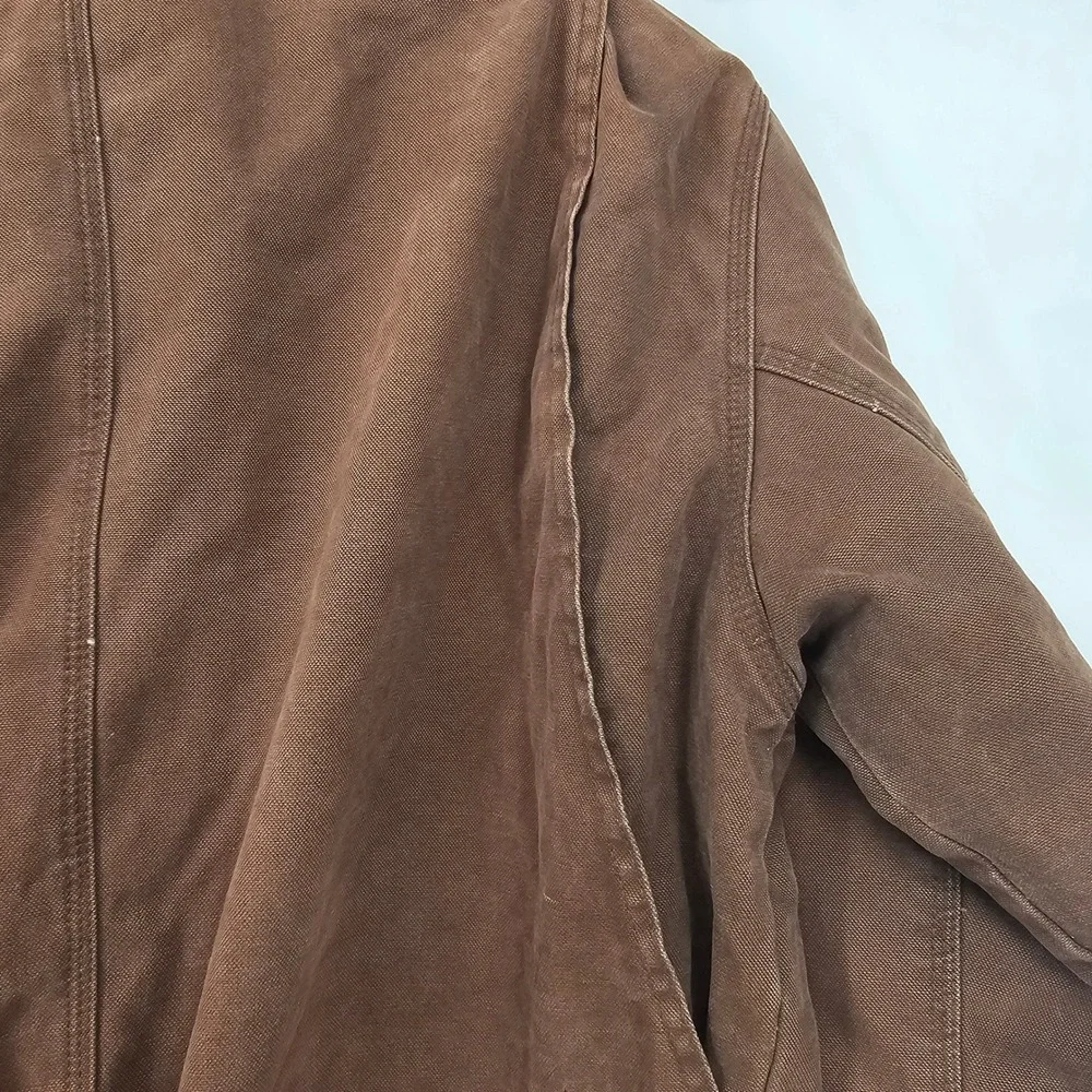 C.E. Schmidt Workwear Jacket Brown Duck Canvas L Fleece Lined Chore Ranch Barn